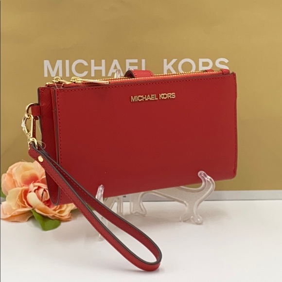 MICHAEL KORS LARGE DOUBLE ZIP WRISTLET  FLAME - Picture 1 of 16